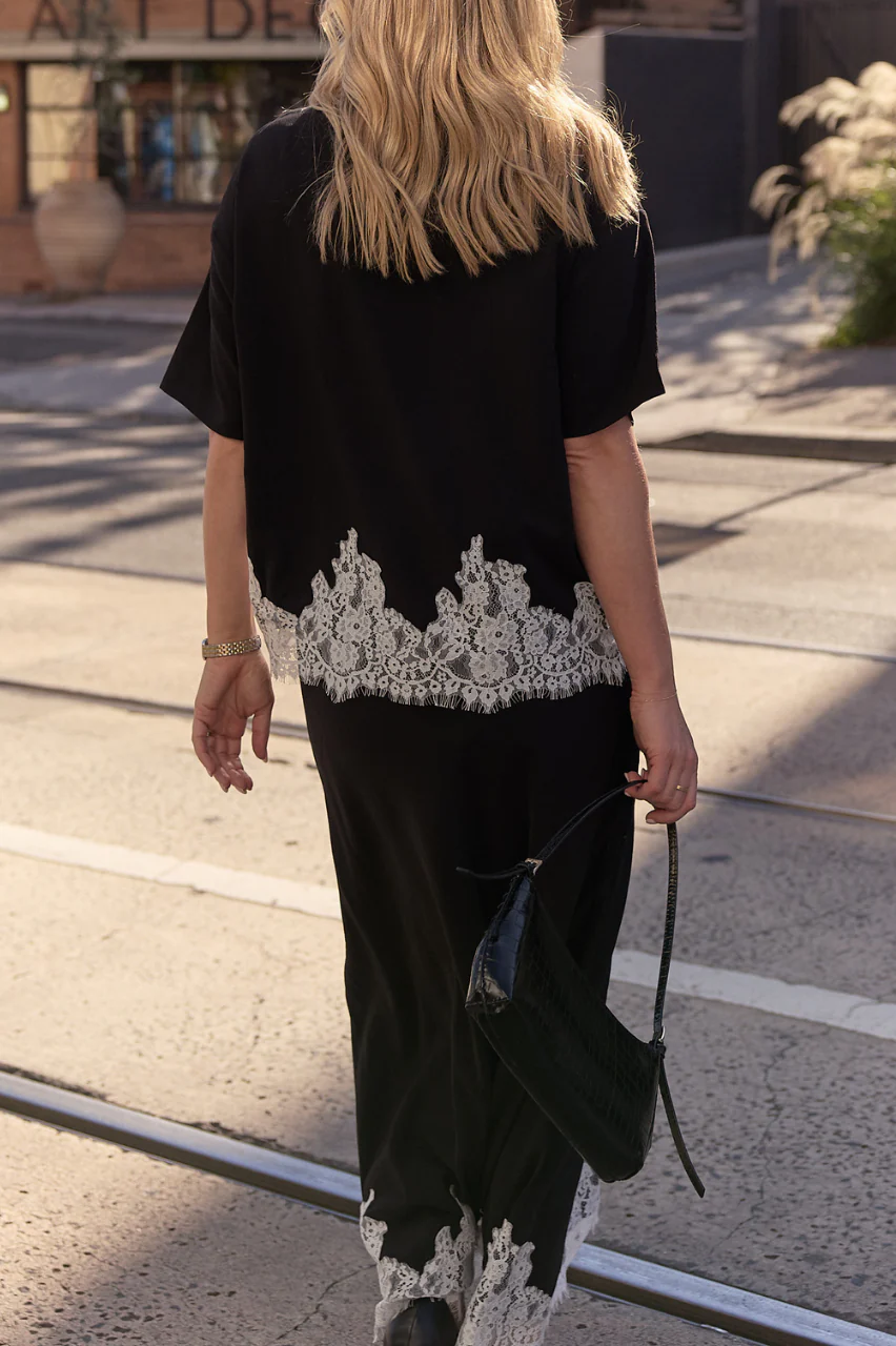 Ali Tee - Black Cream Lace - Image 3