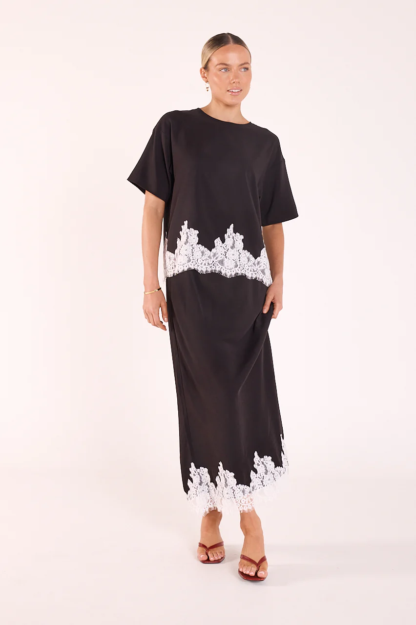 Ali Tee - Black Cream Lace - Image 4