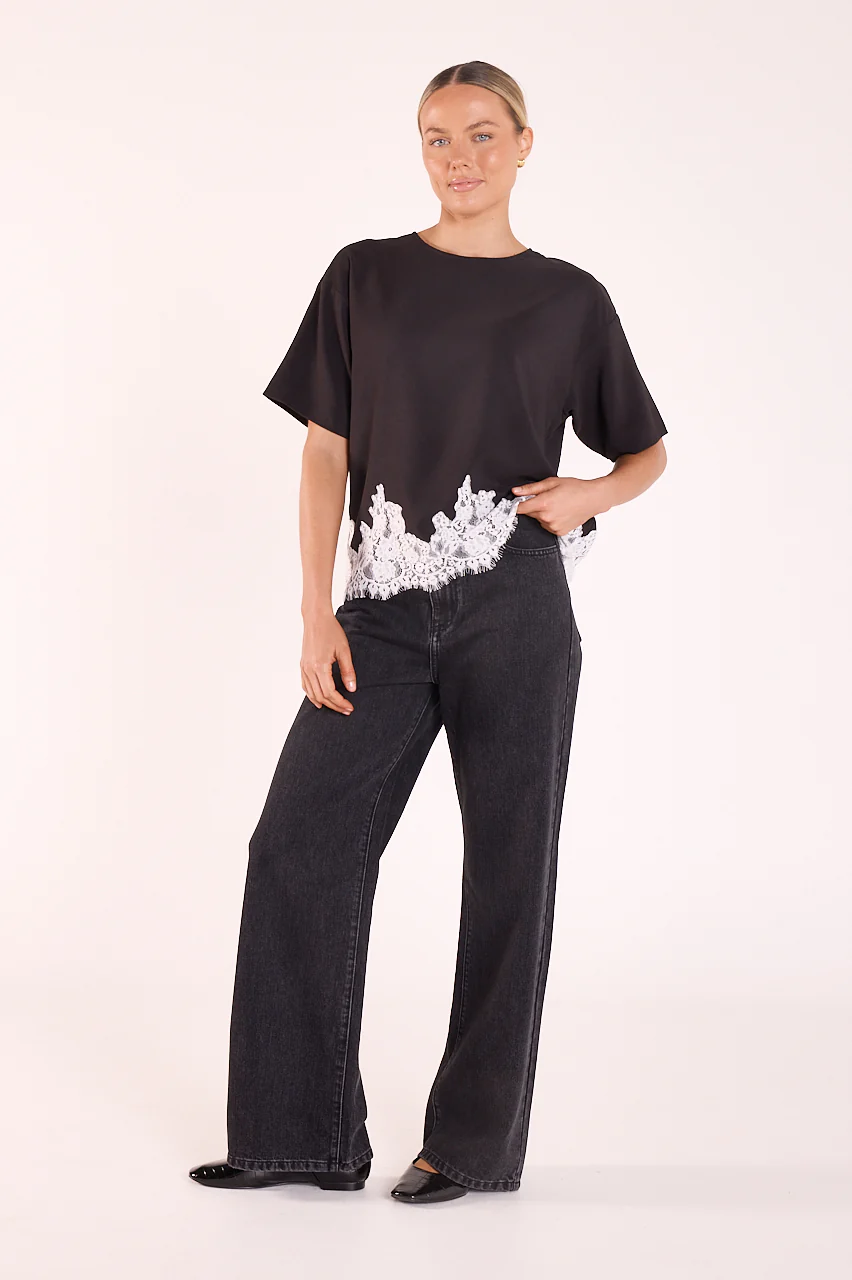 Ali Tee - Black Cream Lace - Image 5