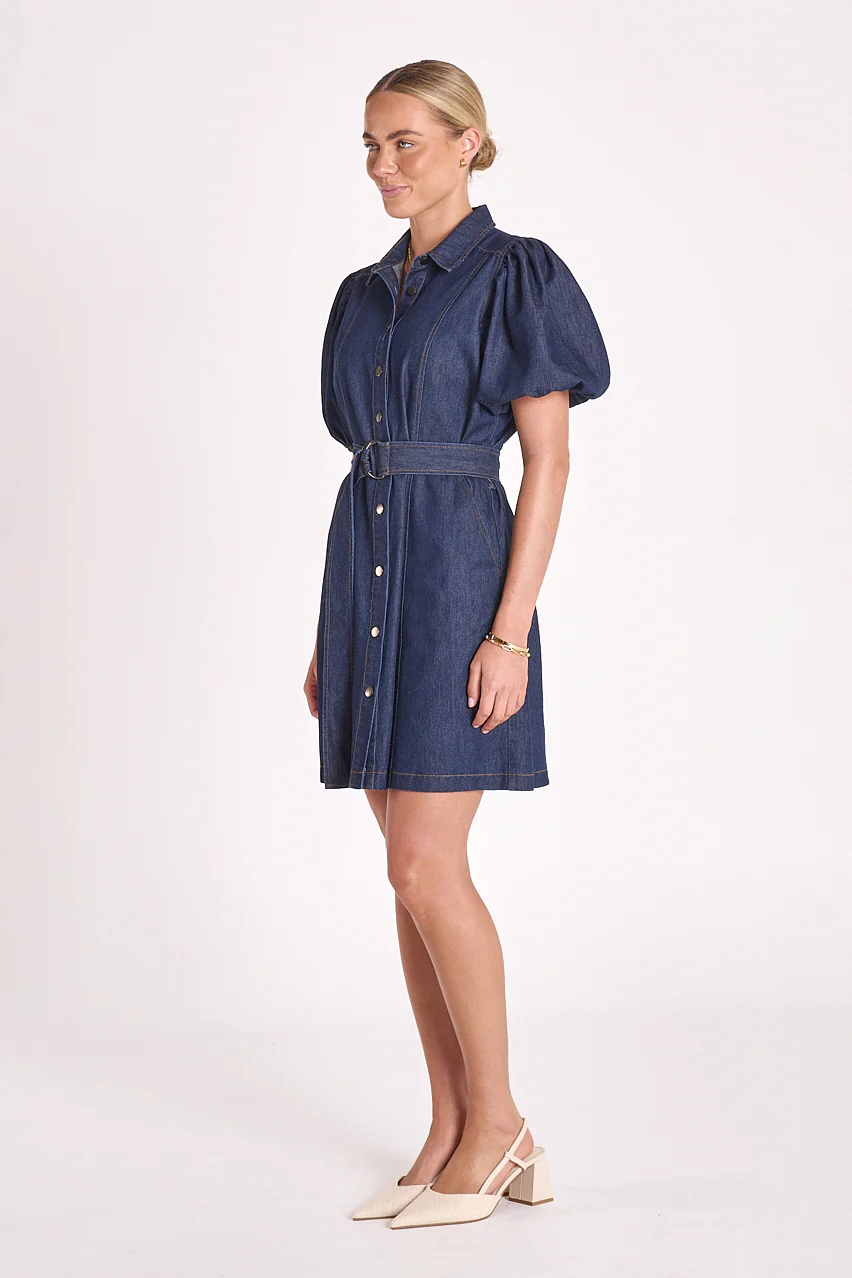 Arlo Denim Mini Dress - Dark Blue - Image 2