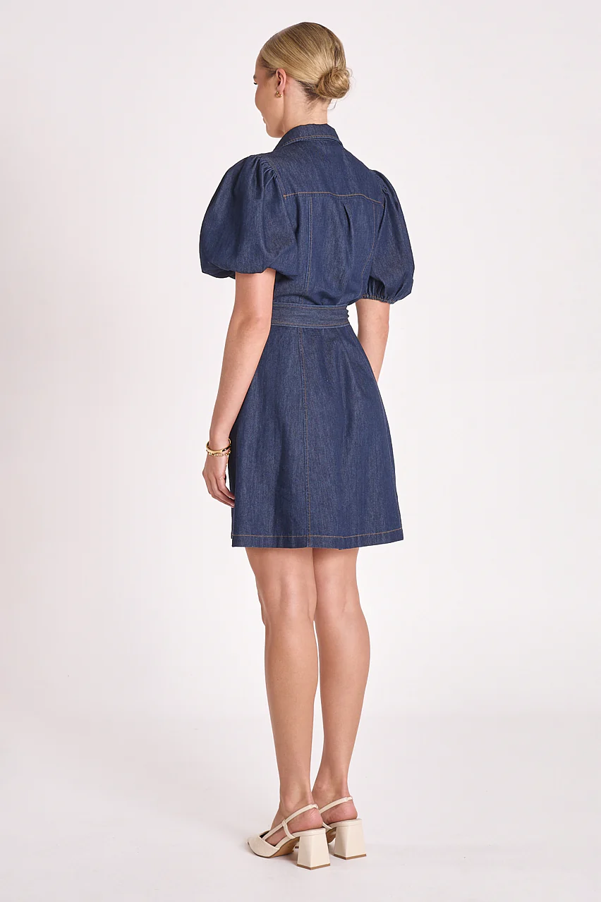 Arlo Denim Mini Dress - Dark Blue - Image 4