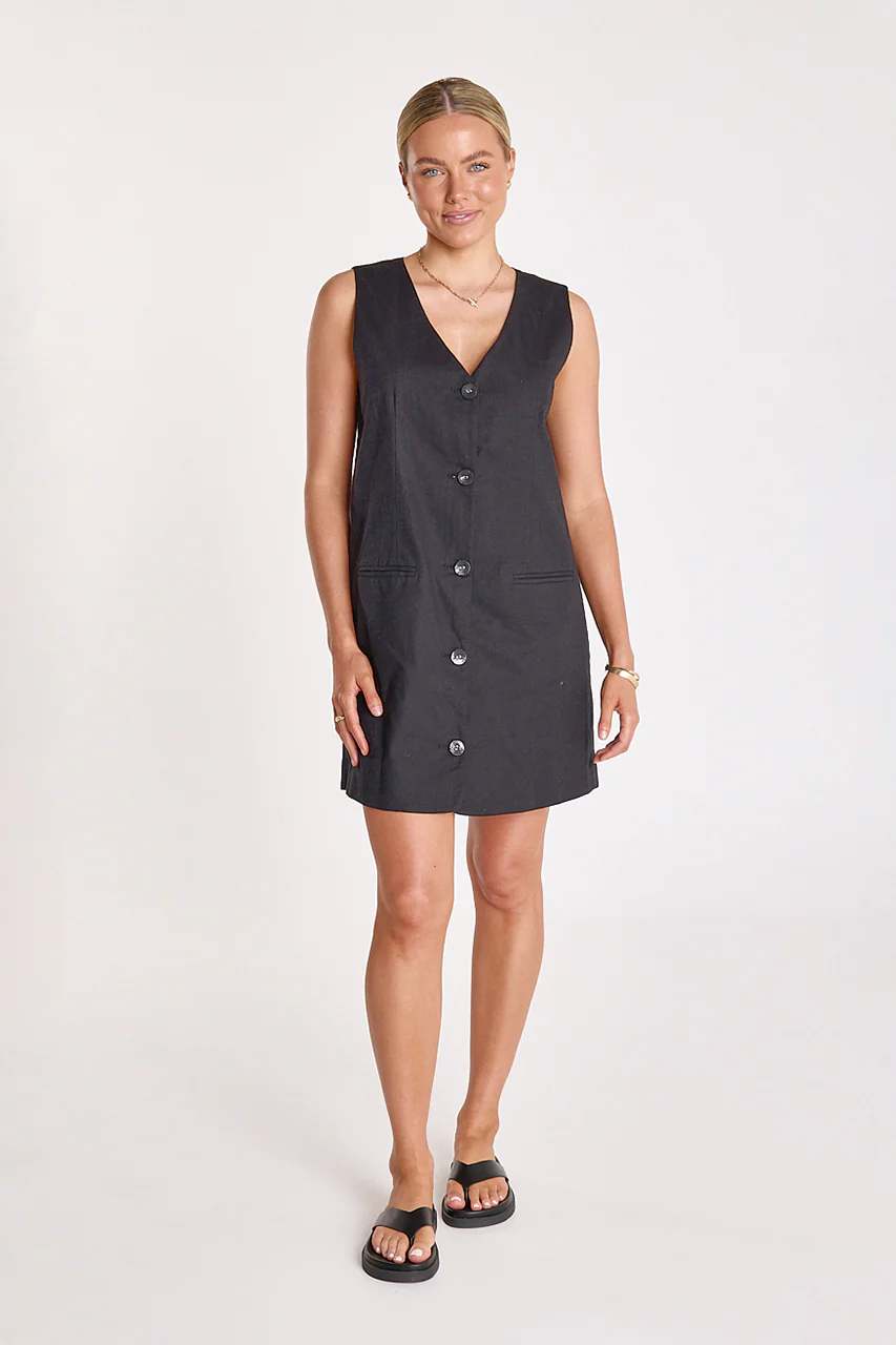 Audrey V Neck Dress - Black - Image 3