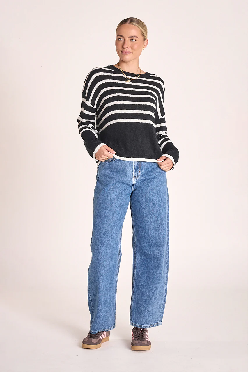 Avery Knit - Black White Stripe - Image 3