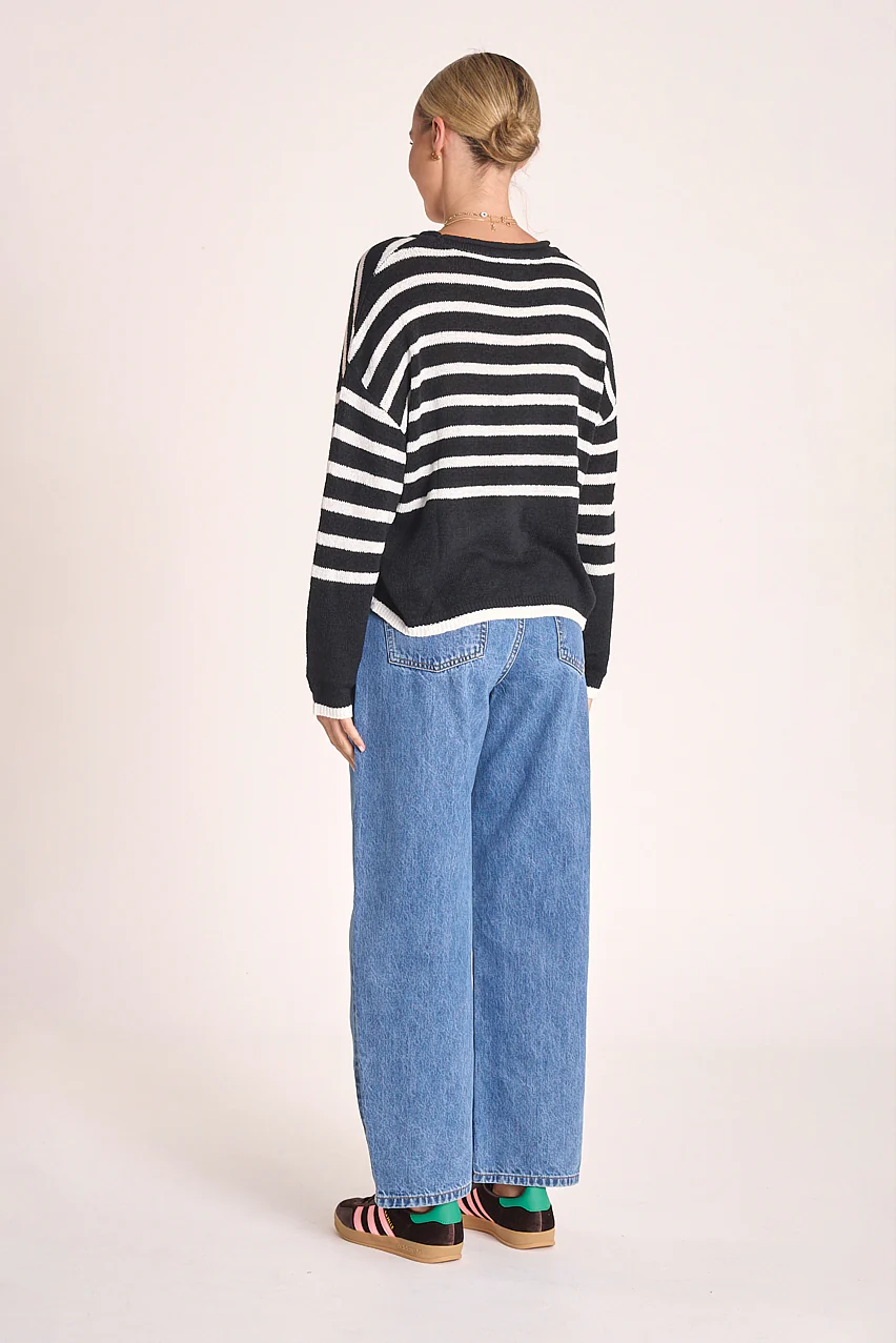 Avery Knit - Black White Stripe - Image 4