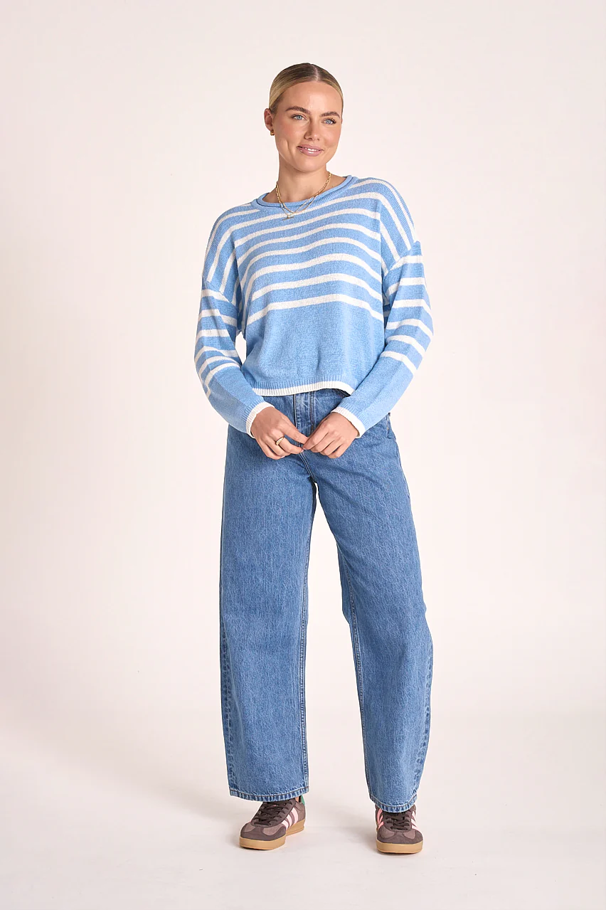 Avery Knit - Blue White Stripe - Image 3