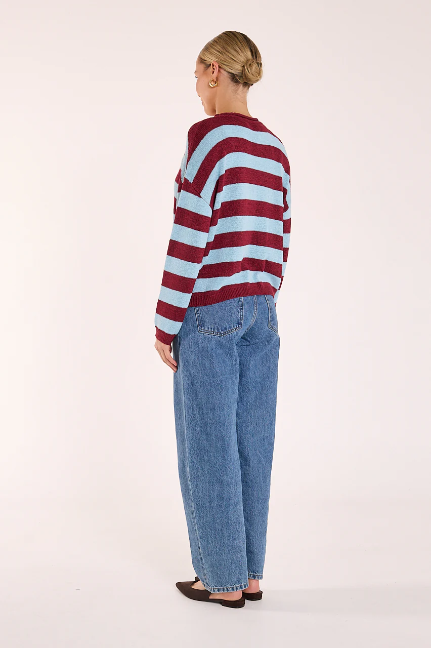 Avery Knit - Wine Blue Stripe - Image 6
