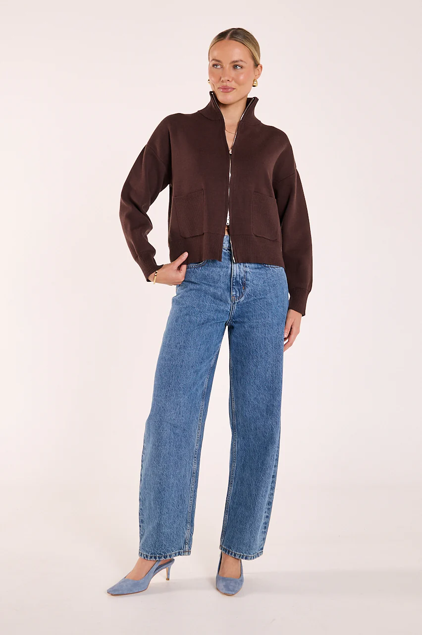 Bonnie Zip Knit - Chocolate - Image 3