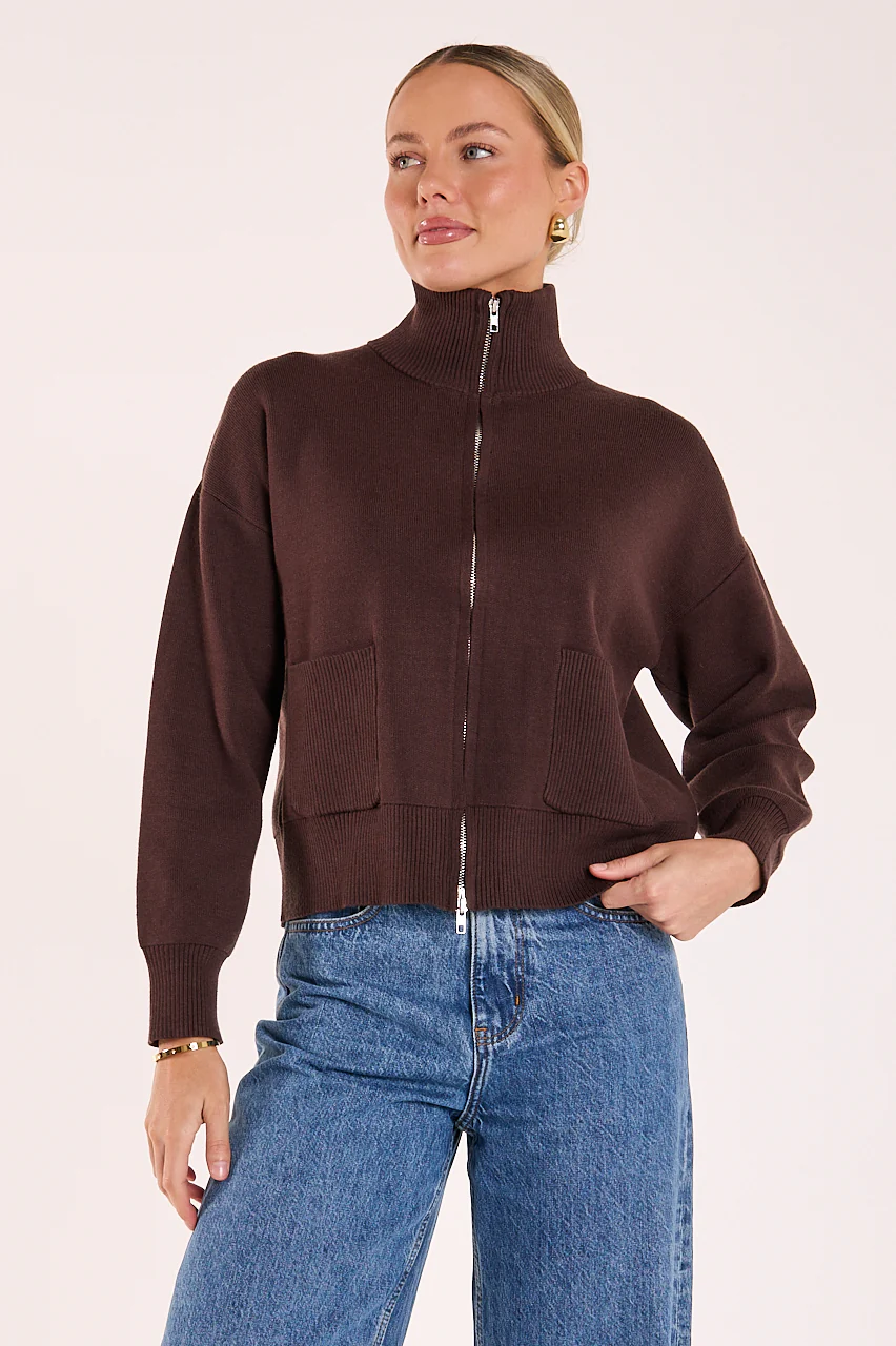 Bonnie Zip Knit - Chocolate - Image 4