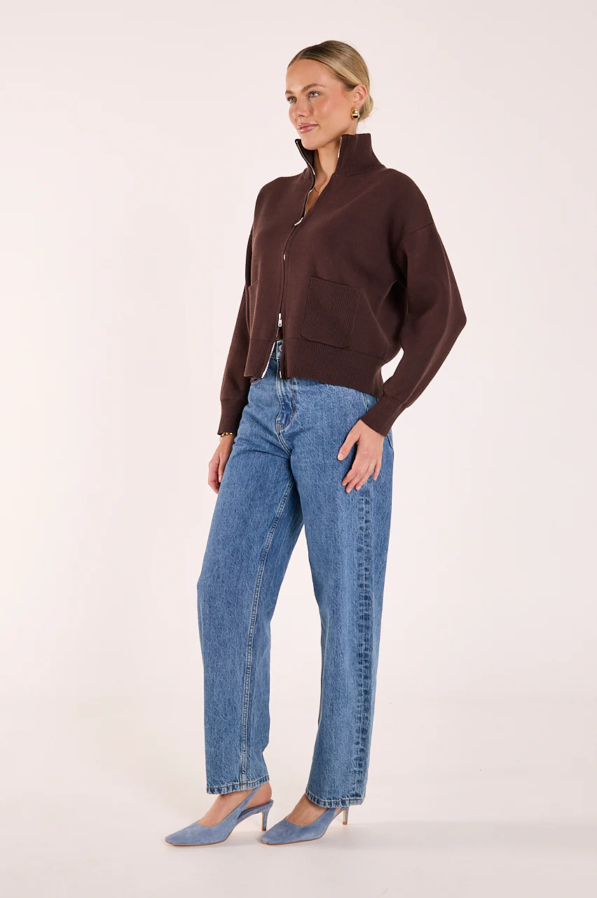 Bonnie Zip Knit - Chocolate - Image 5