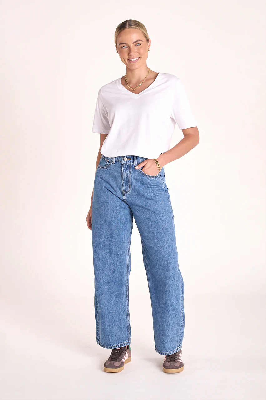 Carlee V Neck Tee - White - Image 4