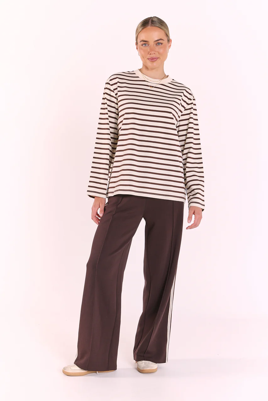 Carter Long Sleeve Tee - Chocolate Cream Stripe - Image 4