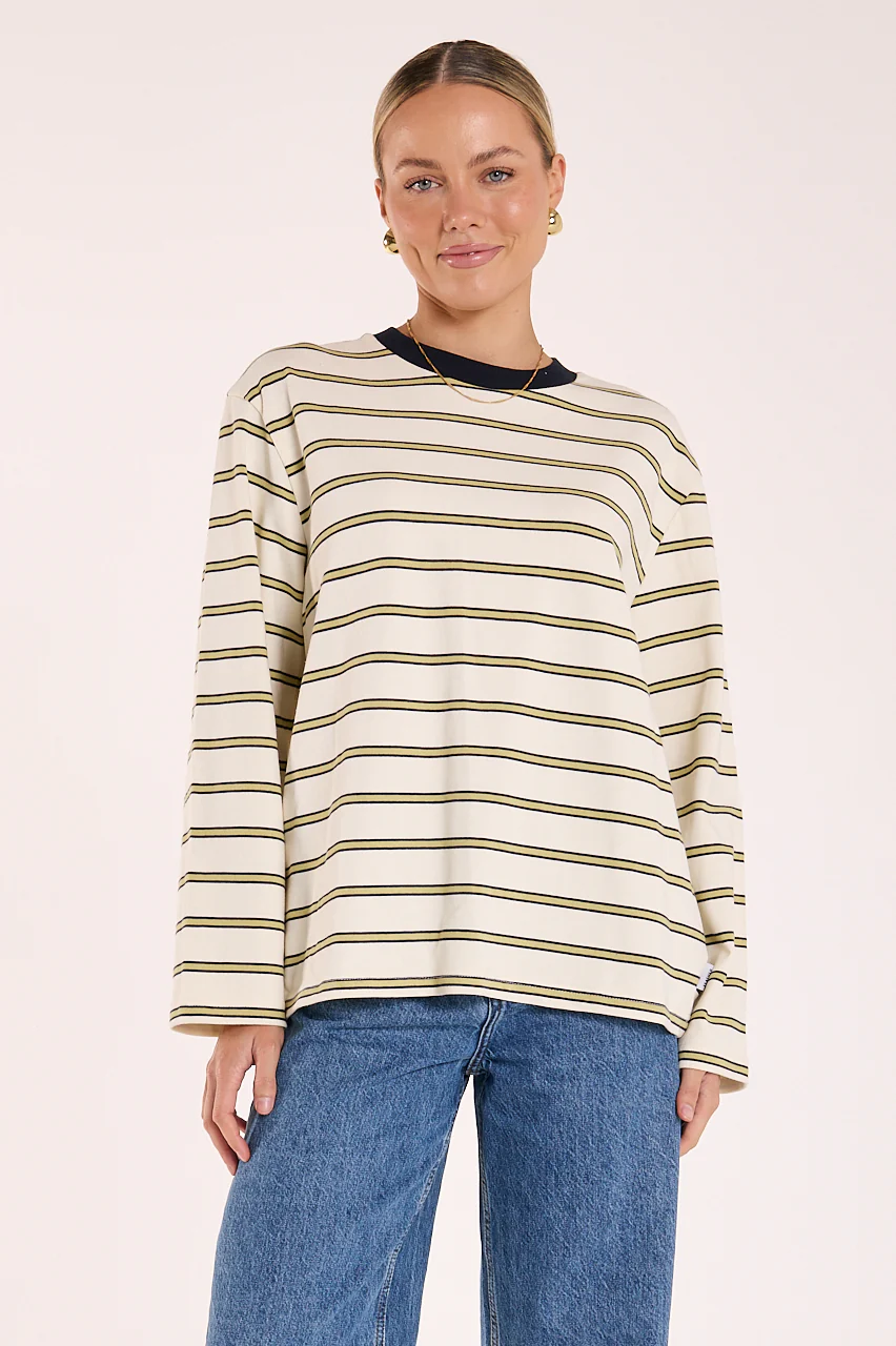 Carter Long Sleeve Tee - Navy Cream Stripe - Image 2