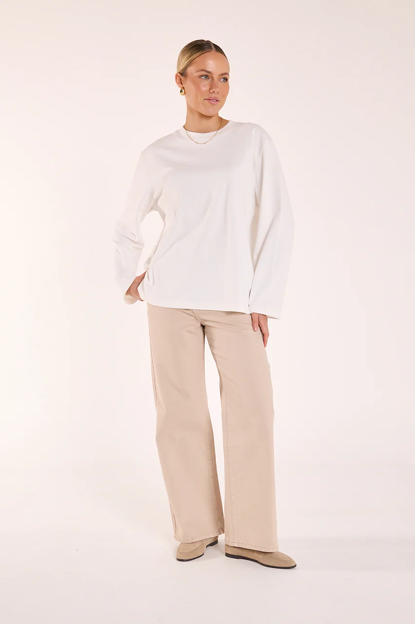 Carter Long Sleeve Tee - White - Image 4