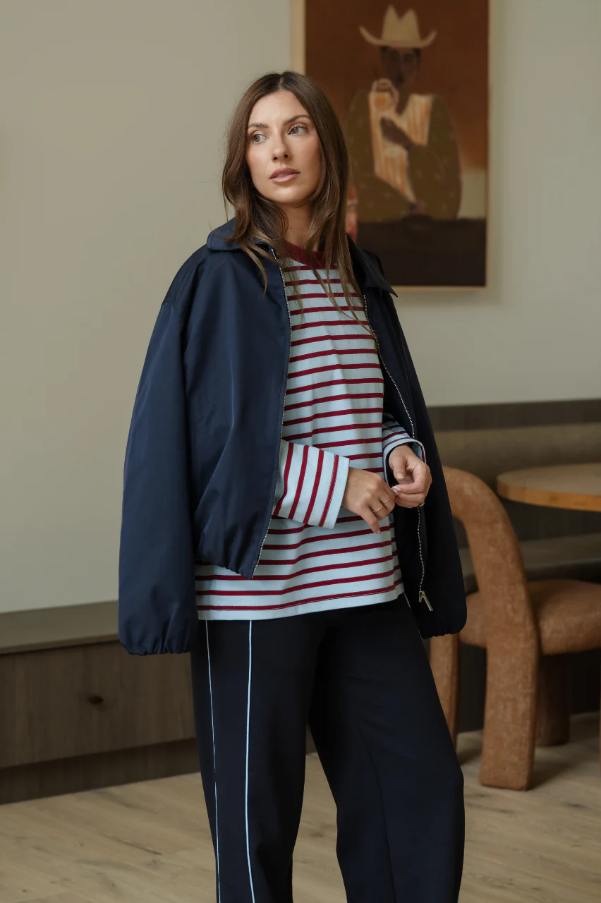 Carter Long Sleeve Tee - Wine Blue Stripe - Image 2
