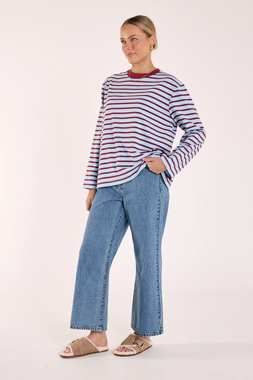 Carter Long Sleeve Tee - Wine Blue Stripe - Image 7