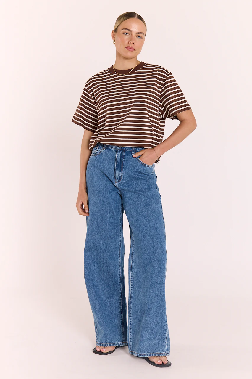 Carter Tee - Chocolate White Stripe - Image 3