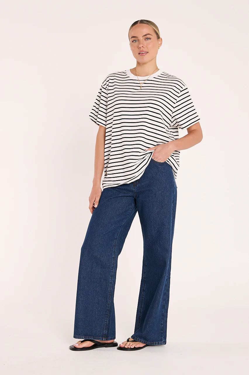Carter Tee - White Black Stripe - Image 2