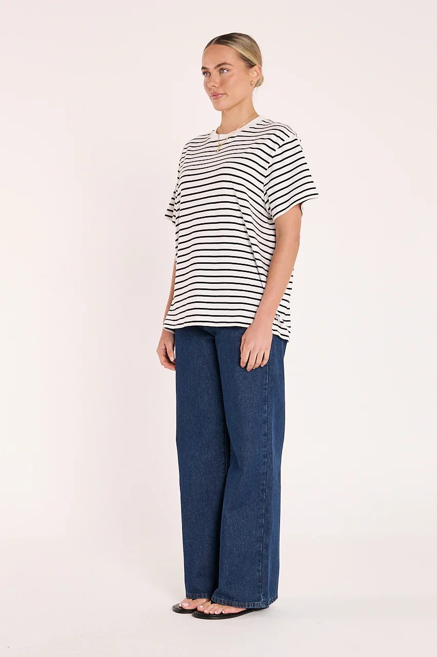 Carter Tee - White Black Stripe - Image 3