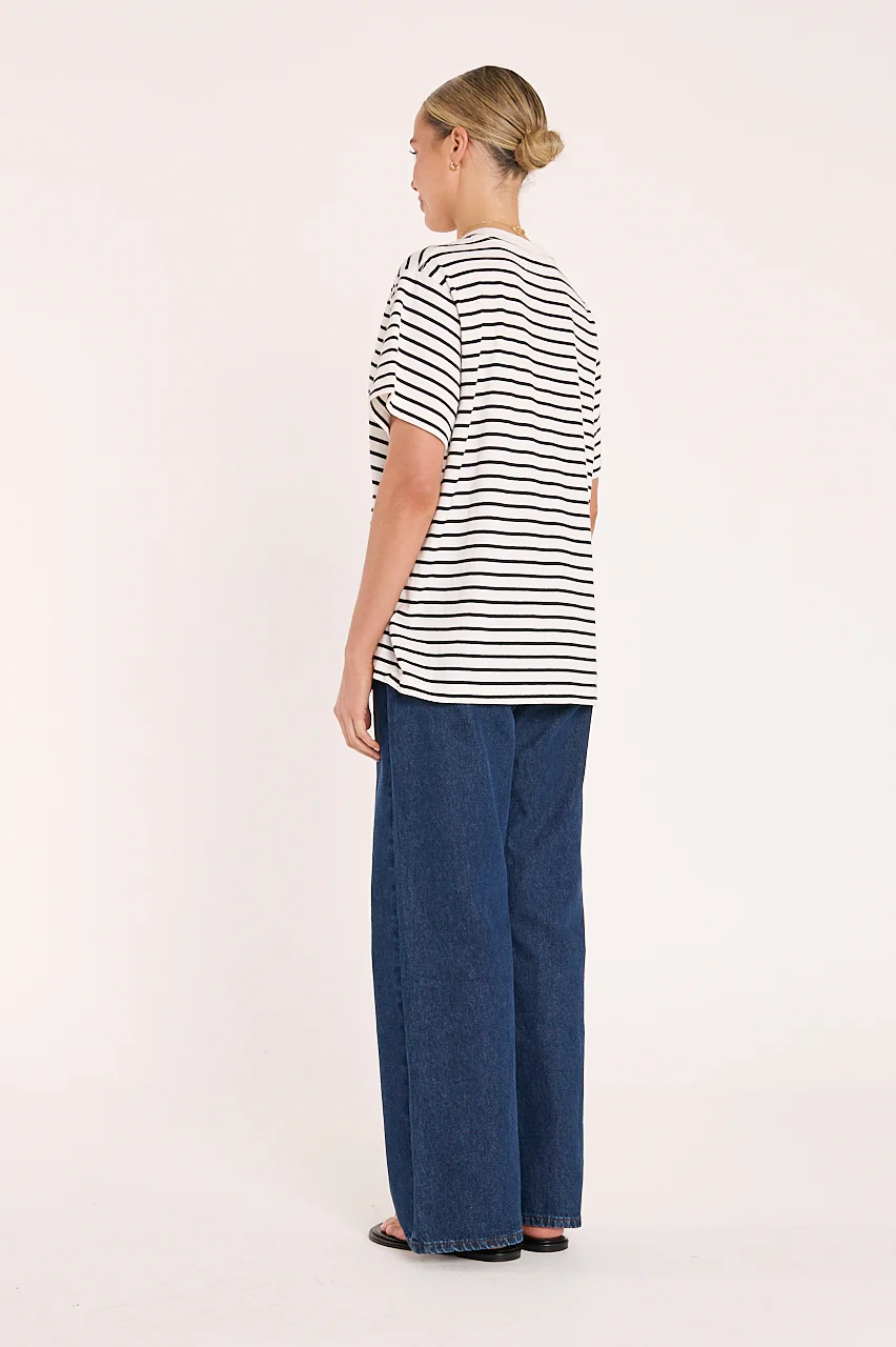 Carter Tee - White Black Stripe - Image 4