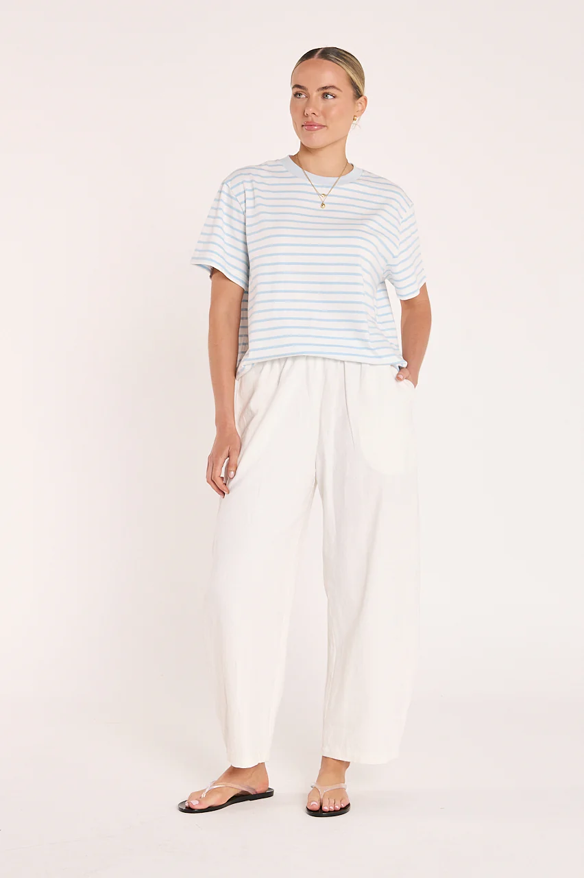 Carter Tee - White Blue Stripe - Image 2