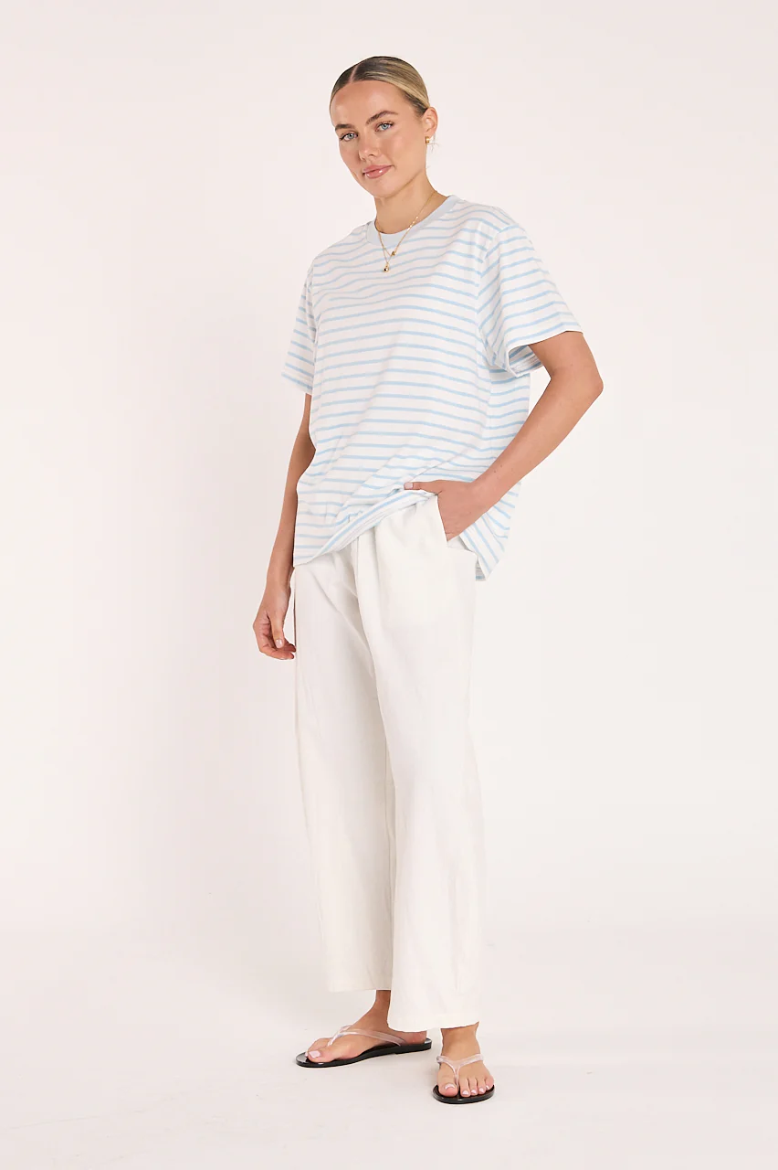 Carter Tee - White Blue Stripe - Image 3