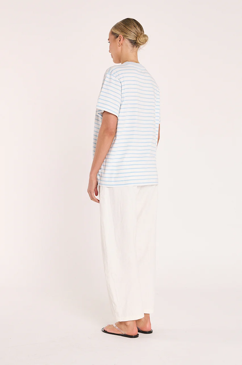 Carter Tee - White Blue Stripe - Image 4