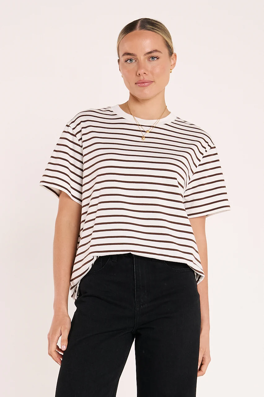 Carter Tee - White Chocolate Stripe
