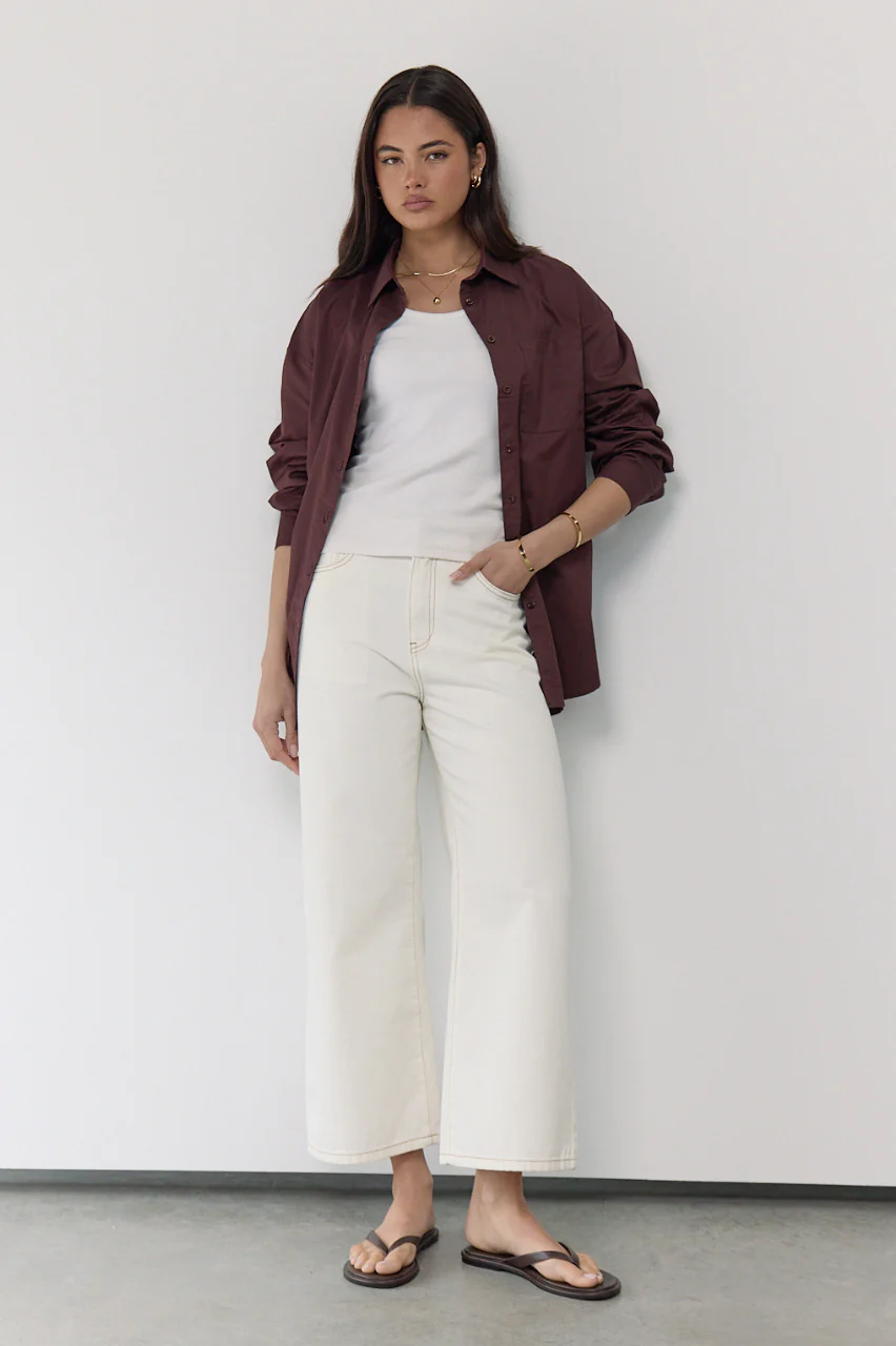 Cassie Cropped Leg Jean - Cream - Image 2