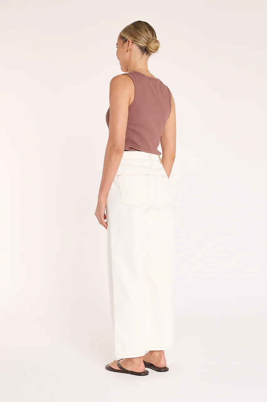 Cassie Cropped Leg Jean - Cream - Image 6