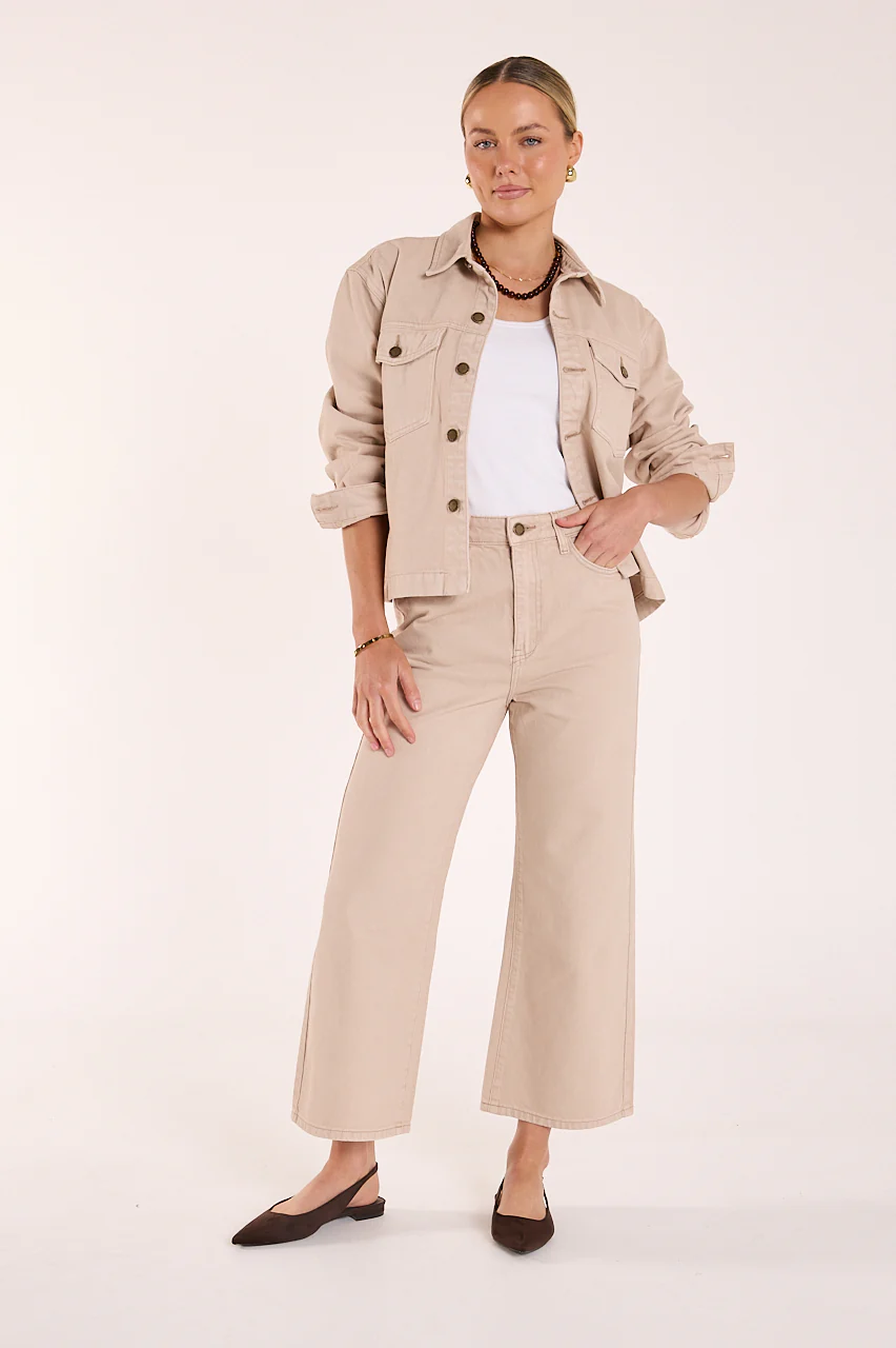 Cassie Cropped Leg Jean - Dune