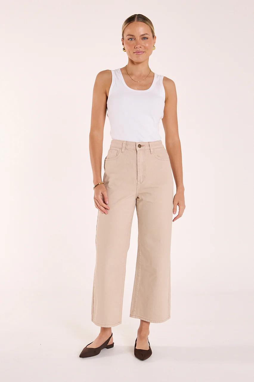 Cassie Cropped Leg Jean - Dune - Image 4