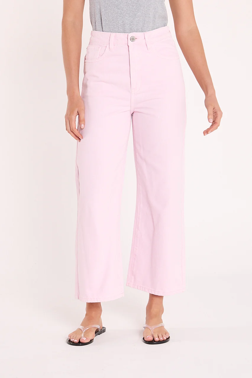 Cassie Cropped Leg Jean - Pink - Image 4