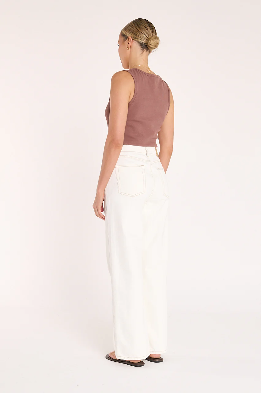 Cassie Wide Leg Jean - Cream - Image 6