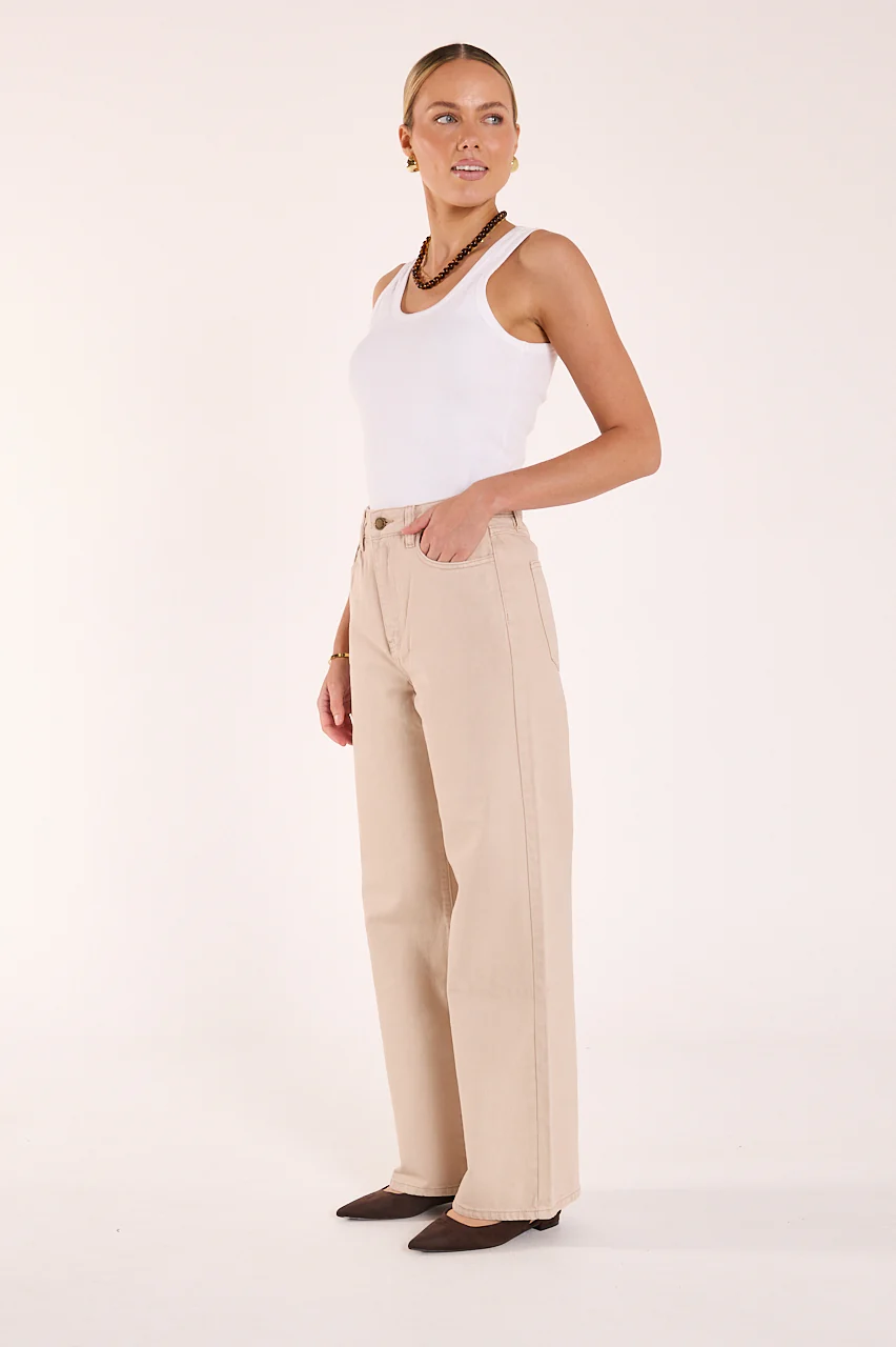 Cassie Wide Leg Jean - Dune - Image 6