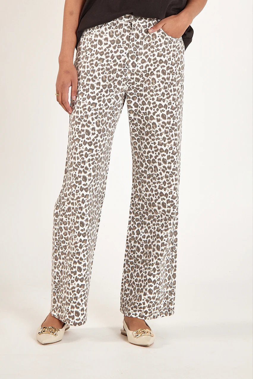 Cassie Wide Leg Jean - Leopard - Image 2
