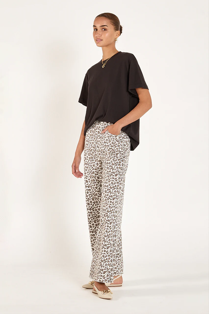 Cassie Wide Leg Jean - Leopard - Image 3