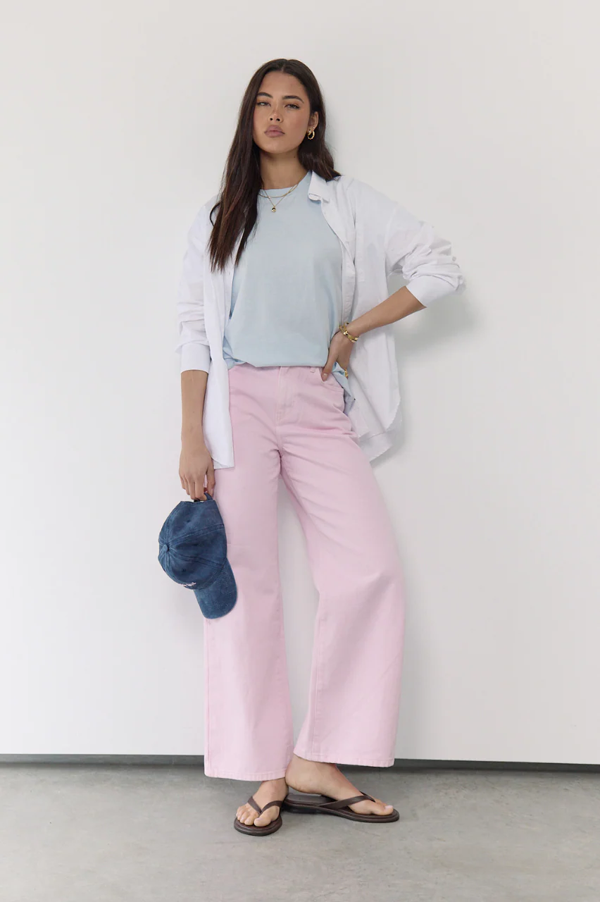 Cassie Wide Leg Jean - Pink - Image 4
