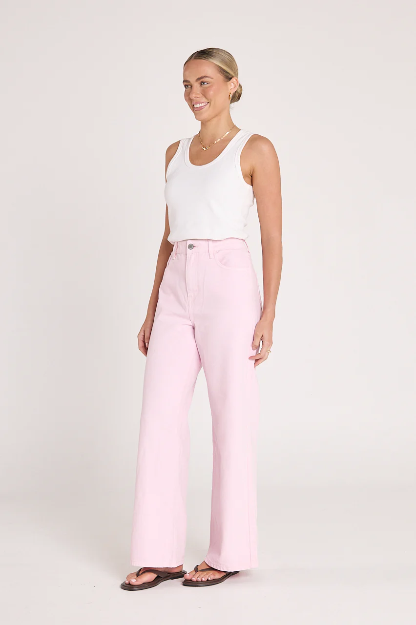 Cassie Wide Leg Jean - Pink - Image 5