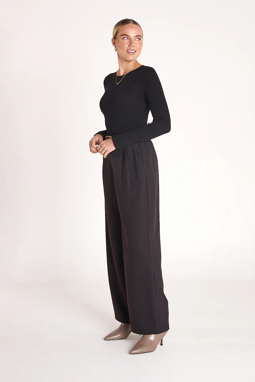 Claire Long Sleeve Top - Black - Image 3