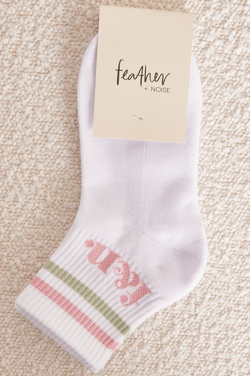 Classic Stripe Ankle Socks - Pink & White - Image 2