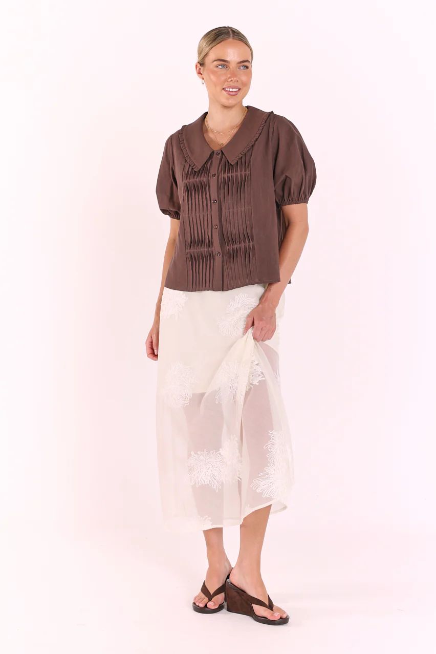 Daphne Embroidered Skirt - Cream - Image 3