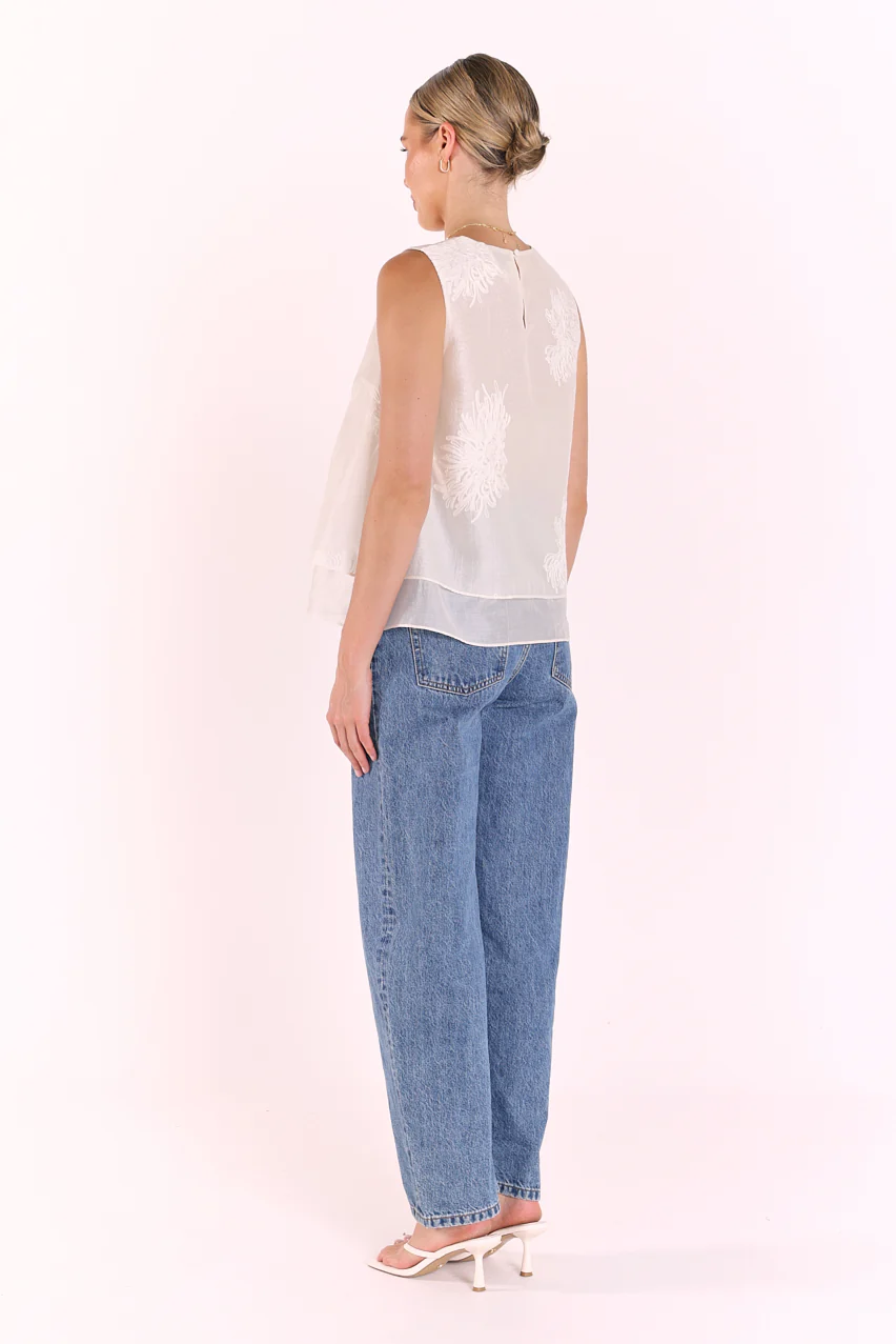 Daphne Embroidered Tank - Cream - Image 6