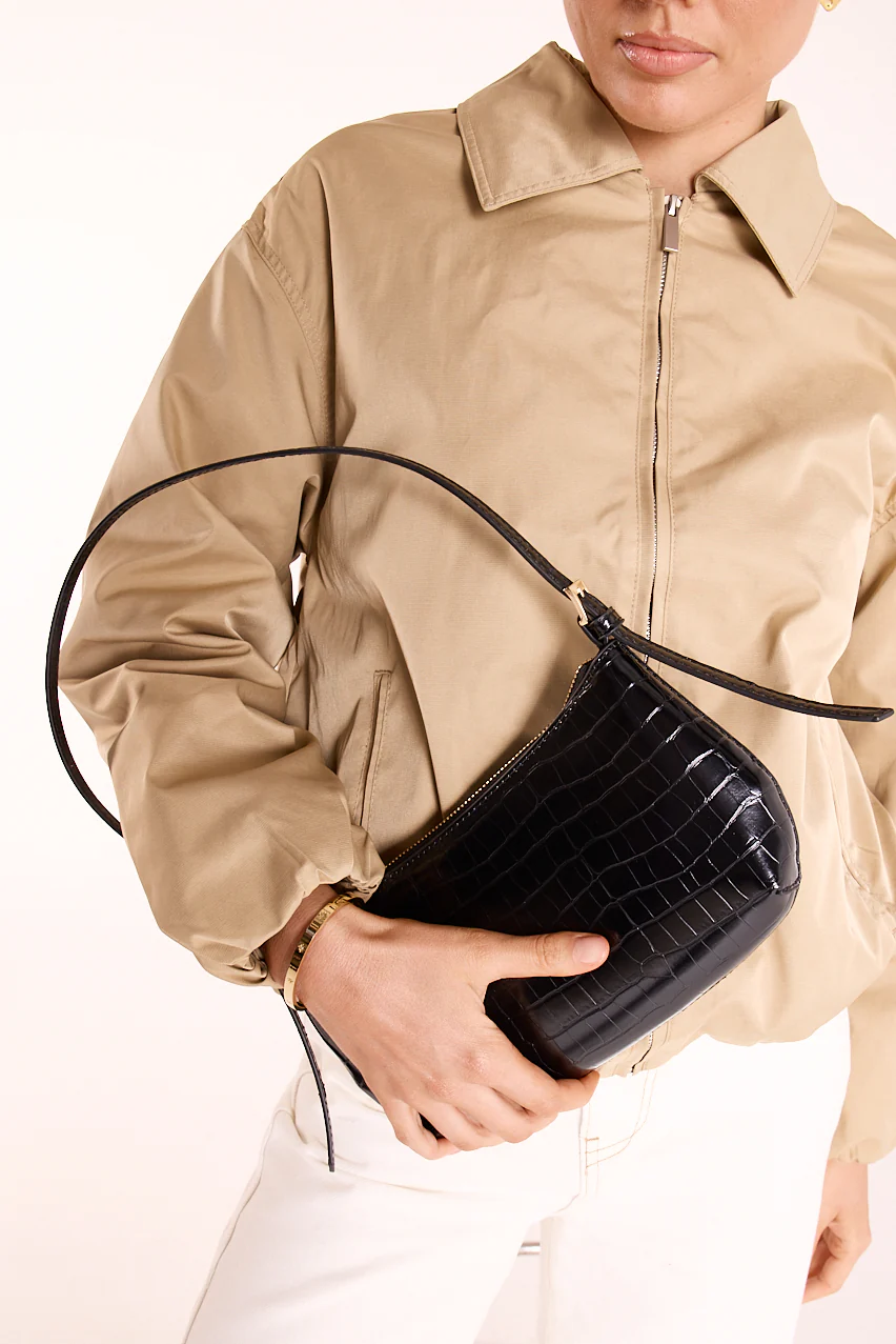 Elizabeth Shoulder Bag - Black Croc