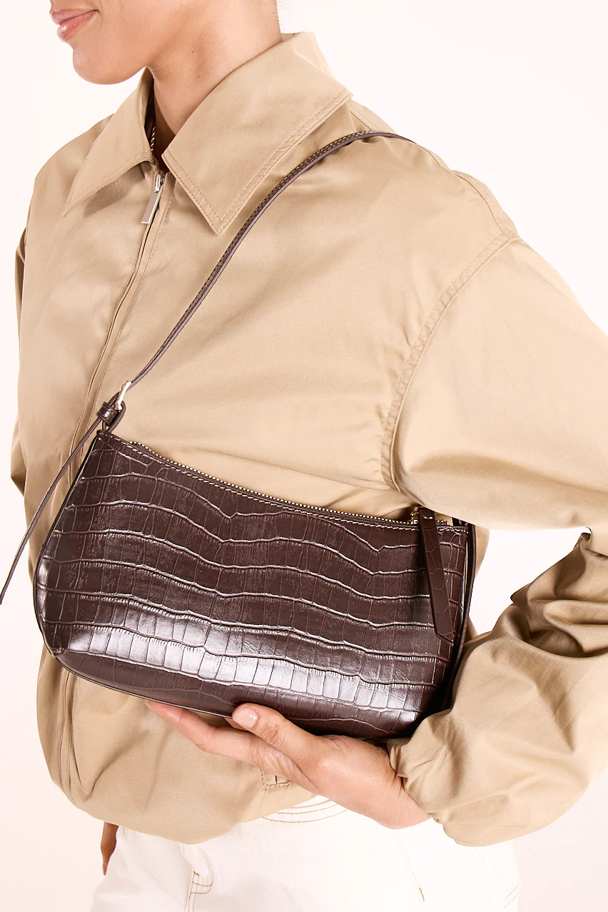 Elizabeth Shoulder Bag - Chocolate Croc