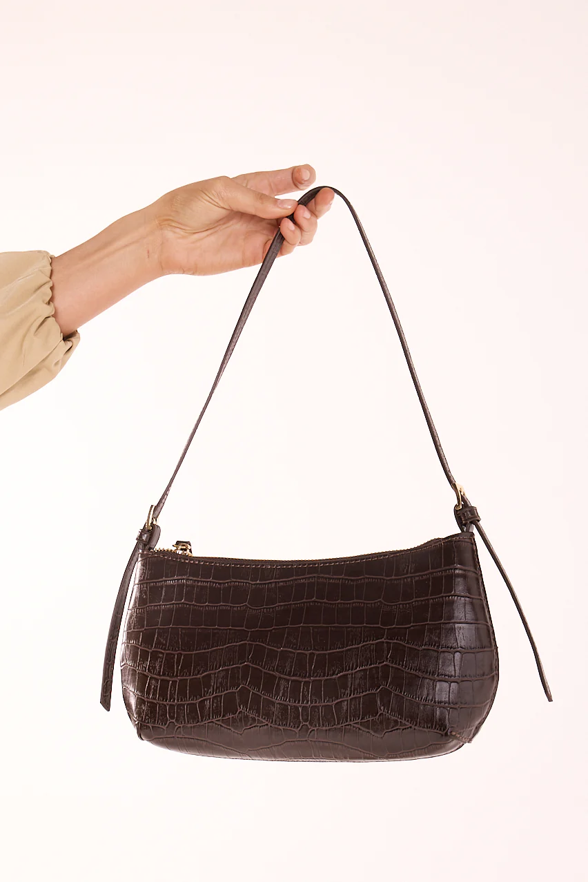 Elizabeth Shoulder Bag - Chocolate Croc - Image 2