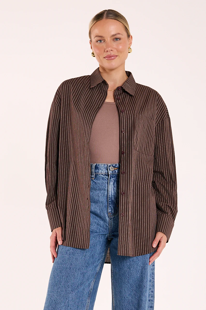 Emily Shirt - Chocolate Stripe - Image 2