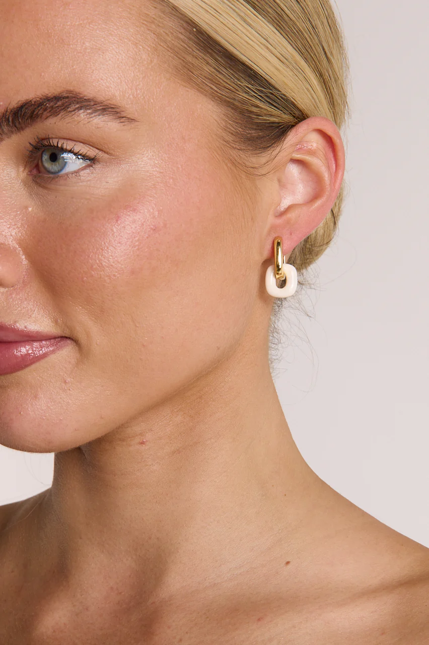 Emma Earrings - Gold & Cream