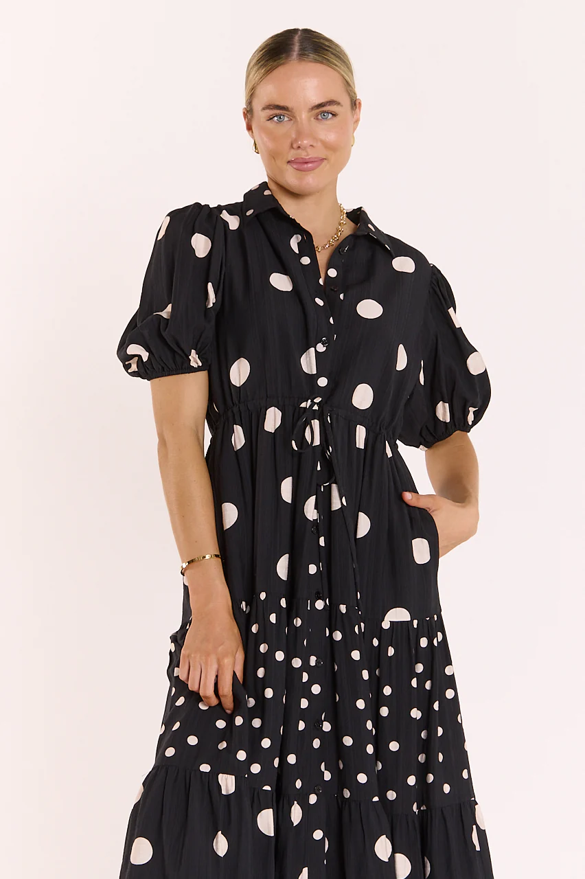 Everleigh Dress - Black Cream Spot - Image 3