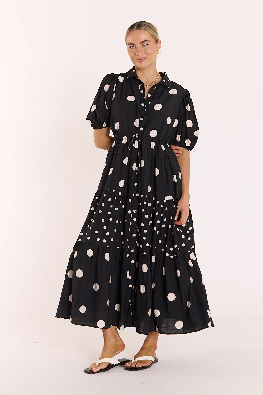 Everleigh Dress - Black Cream Spot - Image 4
