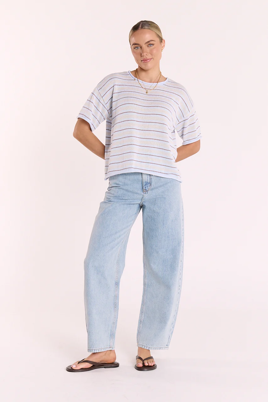 Evie Knitted Top - Blue Stripe - Image 2